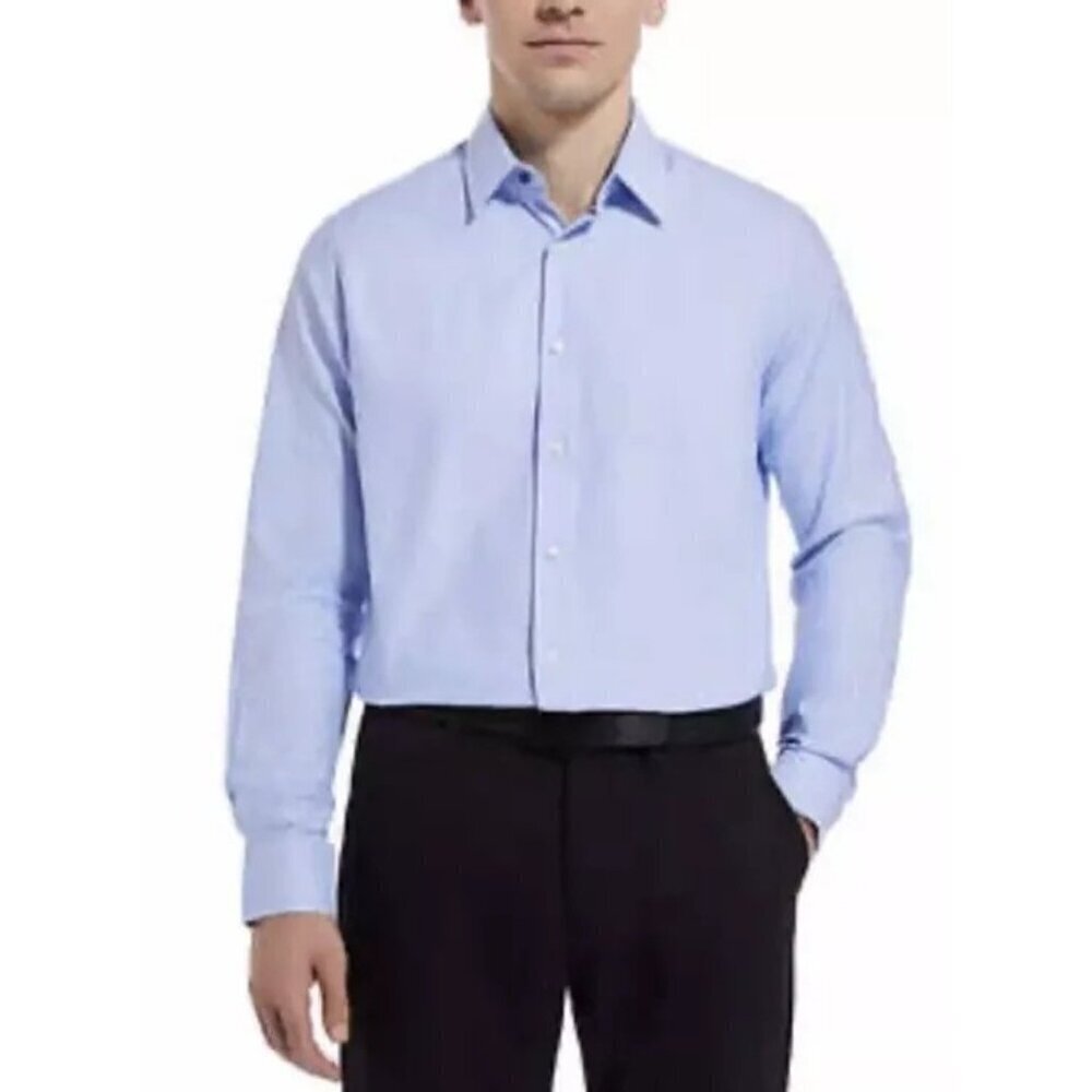 NWOT Duchamp Men's Size XXL 18.5  Slim Fit Dress Shirt Blue Pattern